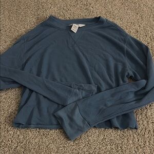 Athleta Teal Long Sleeve Cropped Top